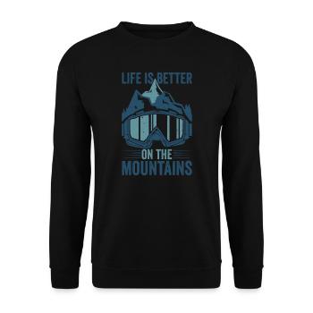 Das Leben ist besser auf dem Bergski Skifahren - Unisex Pullover - Schwarz - Vorne - Alina (178cm) & Michal (187cm)