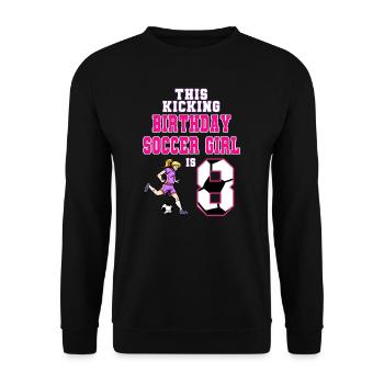 Cette fille de football est 8ème anniversaire de football - Sweat-shirt Unisexe - noir - Devant - Alina (178cm) & Michal (187cm)