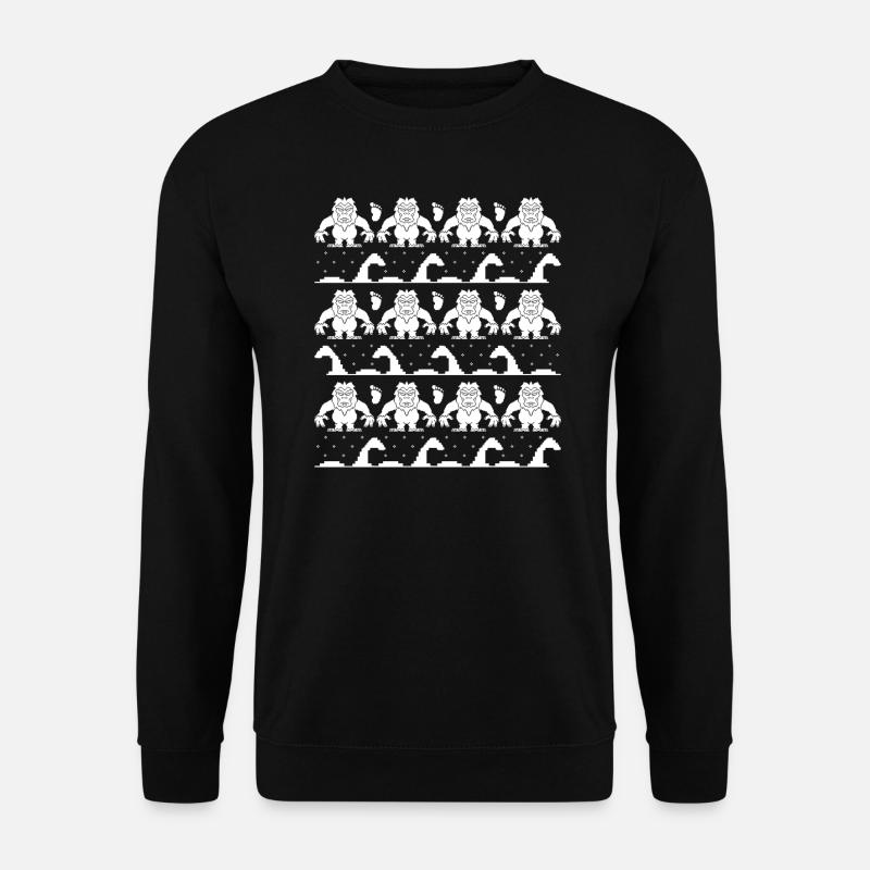 Yeti und Loch Ness Monster Hässlicher Weihnachtspullover - Unisex Pullover - Schwarz