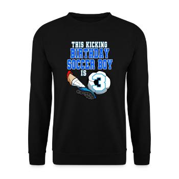 Dieser Fußballjunge ist Fußball zum 3. Geburtstag - Unisex Pullover - Schwarz - Vorne - Alina (178cm) & Michal (187cm)