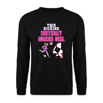 Cette fille de football est 4ème anniversaire de football - Sweat-shirt Unisexe - noir - Devant - Alina (178cm) & Michal (187cm)