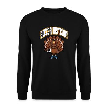 Thanksgiving Fußball Türkei Fußball stattdessen? - Unisex Pullover - Schwarz - Vorne - Alina (178cm) & Michal (187cm)