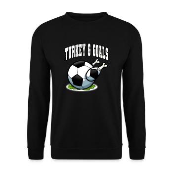 Thanksgiving Fußball Türkei und Tore - Unisex Pullover - Schwarz - Vorne - Alina (178cm) & Michal (187cm)