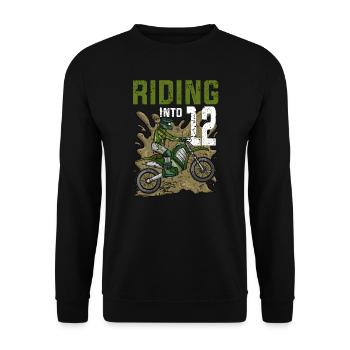 Riding Into12 Teen Dirt Bike Motocross Geburtstag - Unisex Pullover - Schwarz - Vorne - Alina (178cm) & Michal (187cm)