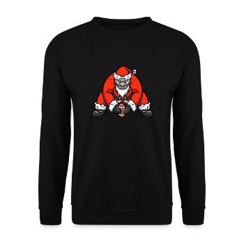 Weihnachten Santa Fußballspieler - Unisex Pullover - Schwarz - Vorne - Alina (178cm) & Michal (187cm)