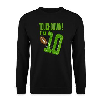 Football Player Touchdown I'm 10 Football Birthday - Unisex Sweatshirt - black - Front - Alina (178cm) & Michal (187cm)