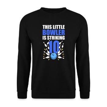 Bowling Ce petit quilleur frappe son 10e anniversaire - Sweat-shirt Unisexe - noir - Devant - Alina (178cm) & Michal (187cm)