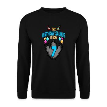 This Saurus Is 7 Dinosaur Footprint Birthday - Unisex Sweatshirt - black - Front - Alina (178cm) & Michal (187cm)