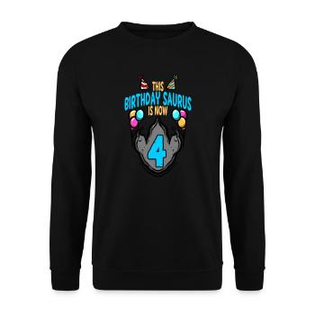 This Saurus Is 4 Dinosaur Footprint Birthday - Unisex Sweatshirt - black - Front - Alina (178cm) & Michal (187cm)