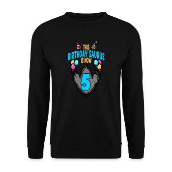 This Saurus Is 5 Dinosaur Footprint Birthday - Unisex Sweatshirt - black - Front - Alina (178cm) & Michal (187cm)