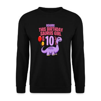 This Birthday Saurus Girl Is 5 Dinosaur - Unisex Sweatshirt - black - Front - Alina (178cm) & Michal (187cm)