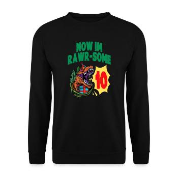 Maintenant im Rawr-Quelque 10 TRex Dinosaure Anniversaire - Sweat-shirt Unisexe - noir - Devant - Alina (178cm) & Michal (187cm)