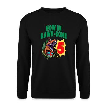 Maintenant im Rawr-Some 5 TRex Dinosaure Anniversaire - Sweat-shirt Unisexe - noir - Devant - Alina (178cm) & Michal (187cm)