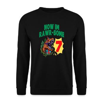 Maintenant im Rawr-Some 7 TRex Dinosaure Anniversaire - Sweat-shirt Unisexe - noir - Devant - Alina (178cm) & Michal (187cm)