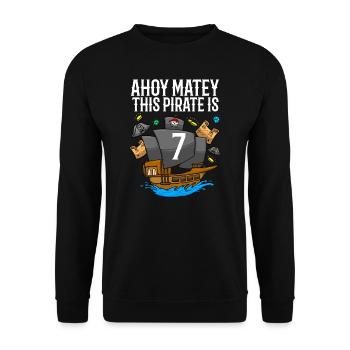 Ahoy Matey Ce pirate est 7ème anniversaire de pirate - Sweat-shirt Unisexe - noir - Devant - Alina (178cm) & Michal (187cm)