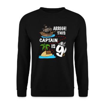 Arrggh! Ce capitaine a 9 ans d’anniversaire de pirate - Sweat-shirt Unisexe - noir - Devant - Alina (178cm) & Michal (187cm)