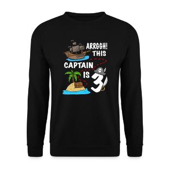 Arrggh! Ce capitaine est 3 Pirate anniversaire - Sweat-shirt Unisexe - noir - Devant - Alina (178cm) & Michal (187cm)