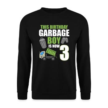 Garbage Truck Birthday Kids Boy 3rd Birthday Party - Unisex Sweatshirt - black - Front - Alina (178cm) & Michal (187cm)