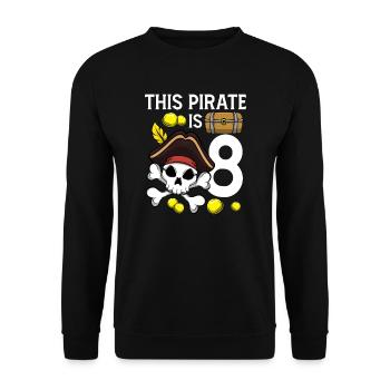 Skeleton This Pirate Is 8th Pirate Birthday - Unisex Sweatshirt - black - Front - Alina (178cm) & Michal (187cm)