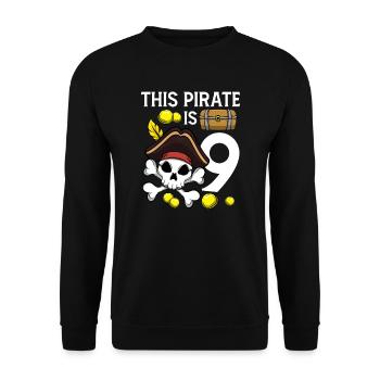 Skeleton This Pirate Is 9th Pirate Birthday - Unisex Sweatshirt - black - Front - Alina (178cm) & Michal (187cm)