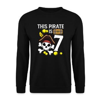 Skeleton This Pirate Is 7th Pirate Birthday - Unisex Sweatshirt - black - Front - Alina (178cm) & Michal (187cm)