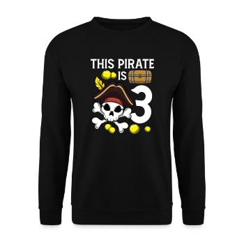 Skeleton This Pirate Is 3rd Pirate Birthday - Unisex Sweatshirt - black - Front - Alina (178cm) & Michal (187cm)
