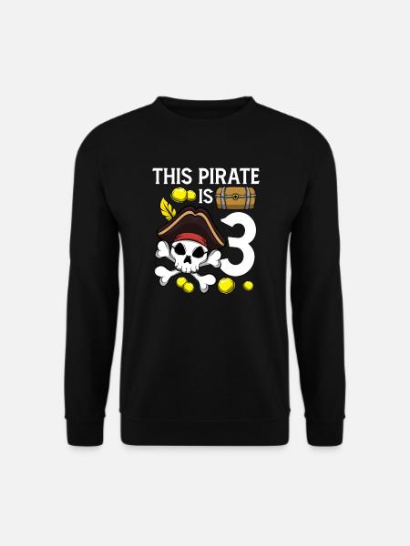 Skelett Dieser Pirat ist 3. Piratengeburtstag - Unisex Pullover - Schwarz