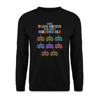 Zug Geburtstag 8 Kinder Zug Dampflokomotive Junge - Unisex Pullover - Schwarz - Vorne - Alina (178cm) & Michal (187cm)