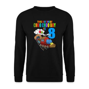 Train Anniversaire 8 Enfants Train Locomotive à Vapeur Garçon - Sweat-shirt Unisexe - noir - Devant - Alina (178cm) & Michal (187cm)
