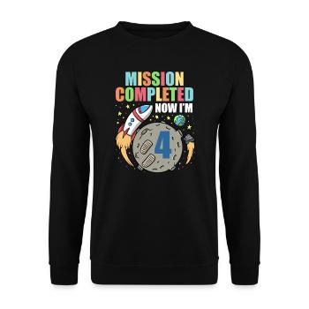 Space Birthday 4 Astronaut Planeten Raketenschiff - Unisex Pullover - Schwarz - Vorne - Alina (178cm) & Michal (187cm)