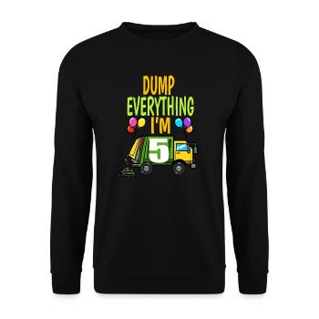 Garbage Truck Birthday Kids Boy 5th Birthday Party - Unisex Sweatshirt - black - Front - Alina (178cm) & Michal (187cm)