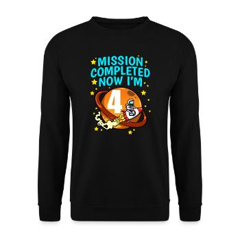 Space Birthday 4 Astronaut Planeten Raketenschiff - Unisex Pullover - Schwarz - Vorne - Alina (178cm) & Michal (187cm)