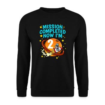 Space Birthday 2 Astronaut Planeten Raketenschiff - Unisex Pullover - Schwarz - Vorne - Alina (178cm) & Michal (187cm)