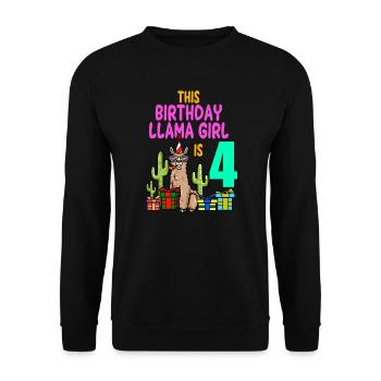 Llama Girl 4th Birthday Party Alpaca - Unisex Sweatshirt - black - Front - Alina (178cm) & Michal (187cm)