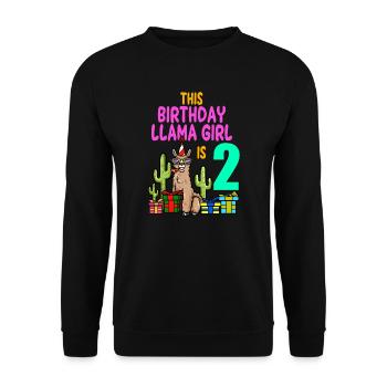 Llama Girl 2nd Birthday Party Alpaca - Unisex Sweatshirt - black - Front - Alina (178cm) & Michal (187cm)