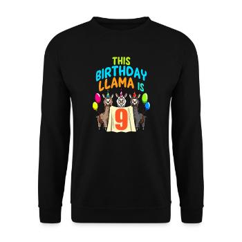Llama Girl 9th Birthday Party Alpaca - Unisex Sweatshirt - black - Front - Alina (178cm) & Michal (187cm)