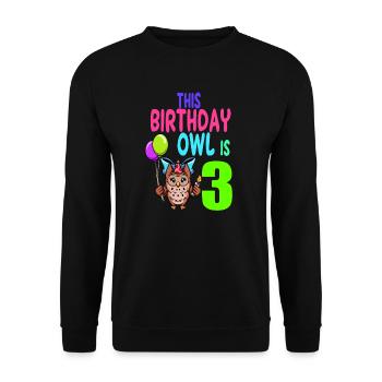 Owl Birthday Kids Girls 3rd Birthday Owl Lovers - Unisex Sweatshirt - black - Front - Alina (178cm) & Michal (187cm)