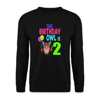 Eule Geburtstag Kinder Mädchen 2. Geburtstag Eulenliebhaber - Unisex Pullover - Schwarz - Vorne - Alina (178cm) & Michal (187cm)