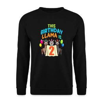 Llama Girl 2nd Birthday Party Alpaca - Unisex Sweatshirt - black - Front - Alina (178cm) & Michal (187cm)