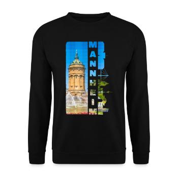 Mannheim Deutschland Stadt Skyline Heimat Liebe - Unisex Pullover - Schwarz - Vorne - Alina (178cm) & Michal (187cm)