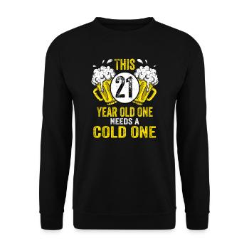 Men Beer Birthday Funny 21 Year Old Beer Lover - Unisex Sweatshirt - black - Front - Alina (178cm) & Michal (187cm)