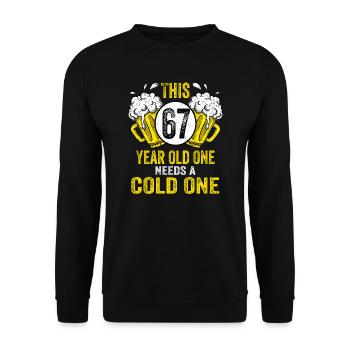 Men Beer Birthday Funny 67 Year Old Beer Lover - Unisex Sweatshirt - black - Front - Alina (178cm) & Michal (187cm)