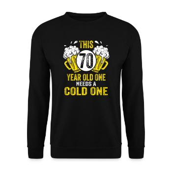 Men Beer Birthday Funny 70 Year Old Beer Lover - Unisex Sweatshirt - black - Front - Alina (178cm) & Michal (187cm)