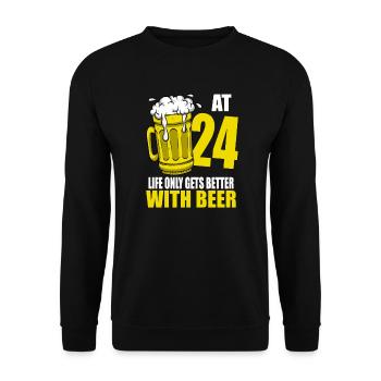 Men Beer Birthday Funny 24 Year Old Beer Lover - Unisex Sweatshirt - black - Front - Alina (178cm) & Michal (187cm)