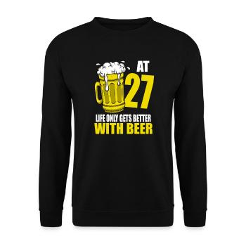 Men Beer Birthday Funny 27 Year Old Beer Lover - Unisex Sweatshirt - black - Front - Alina (178cm) & Michal (187cm)