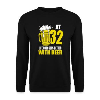 Men Beer Birthday Funny 32 Year Old Beer Lover - Unisex Sweatshirt - black - Front - Alina (178cm) & Michal (187cm)