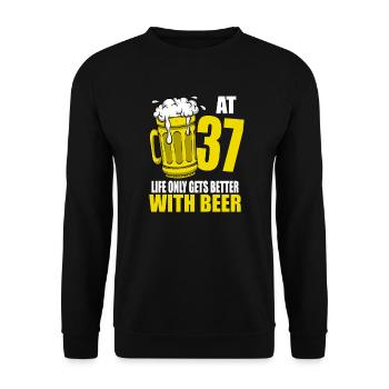 Men Beer Birthday Funny 37 Year Old Beer Lover - Unisex Sweatshirt - black - Front - Alina (178cm) & Michal (187cm)