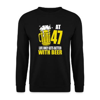 Men Beer Birthday Funny 47 Year Old Beer Lover - Unisex Sweatshirt - black - Front - Alina (178cm) & Michal (187cm)