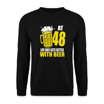 Men Beer Birthday Funny 48 Year Old Beer Lover - Unisex Sweatshirt - black - Front - Alina (178cm) & Michal (187cm)