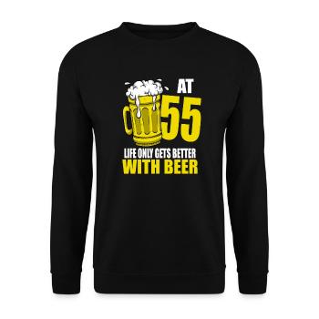 Men Beer Birthday Funny 55 Year Old Beer Lover - Unisex Sweatshirt - black - Front - Alina (178cm) & Michal (187cm)